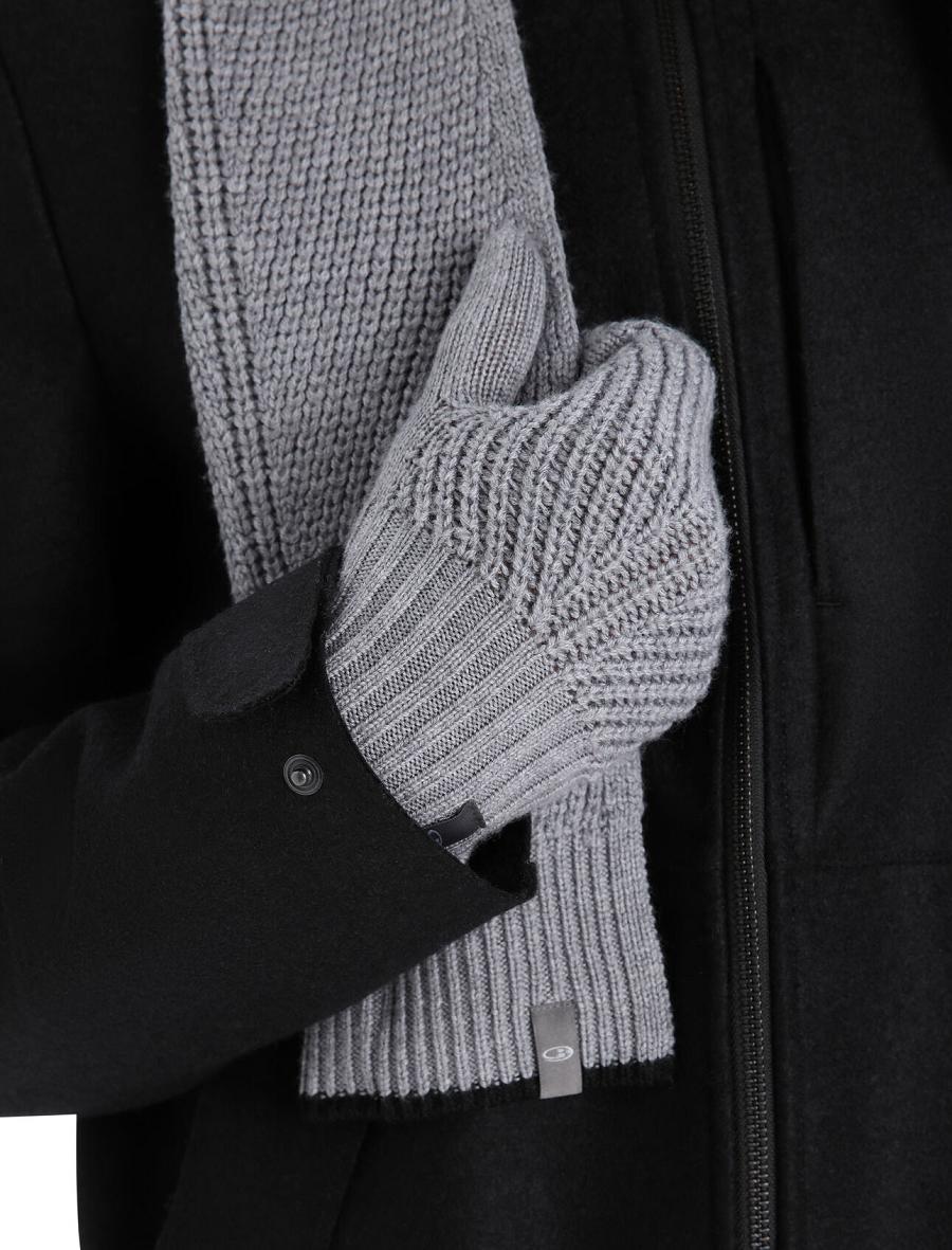 Men's Icebreaker Unisex Merino Waypoint Scarves Gritstone Heather / Black | CA 1881YXFU